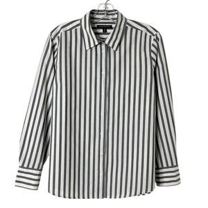 Banana Republic Black and White Striped Button Down Shirt